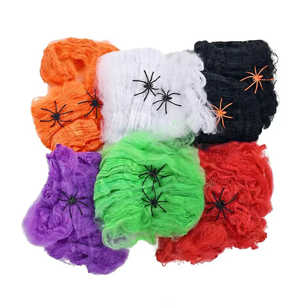 Halloween Spider Web Decoration with Spider, Black, 100g