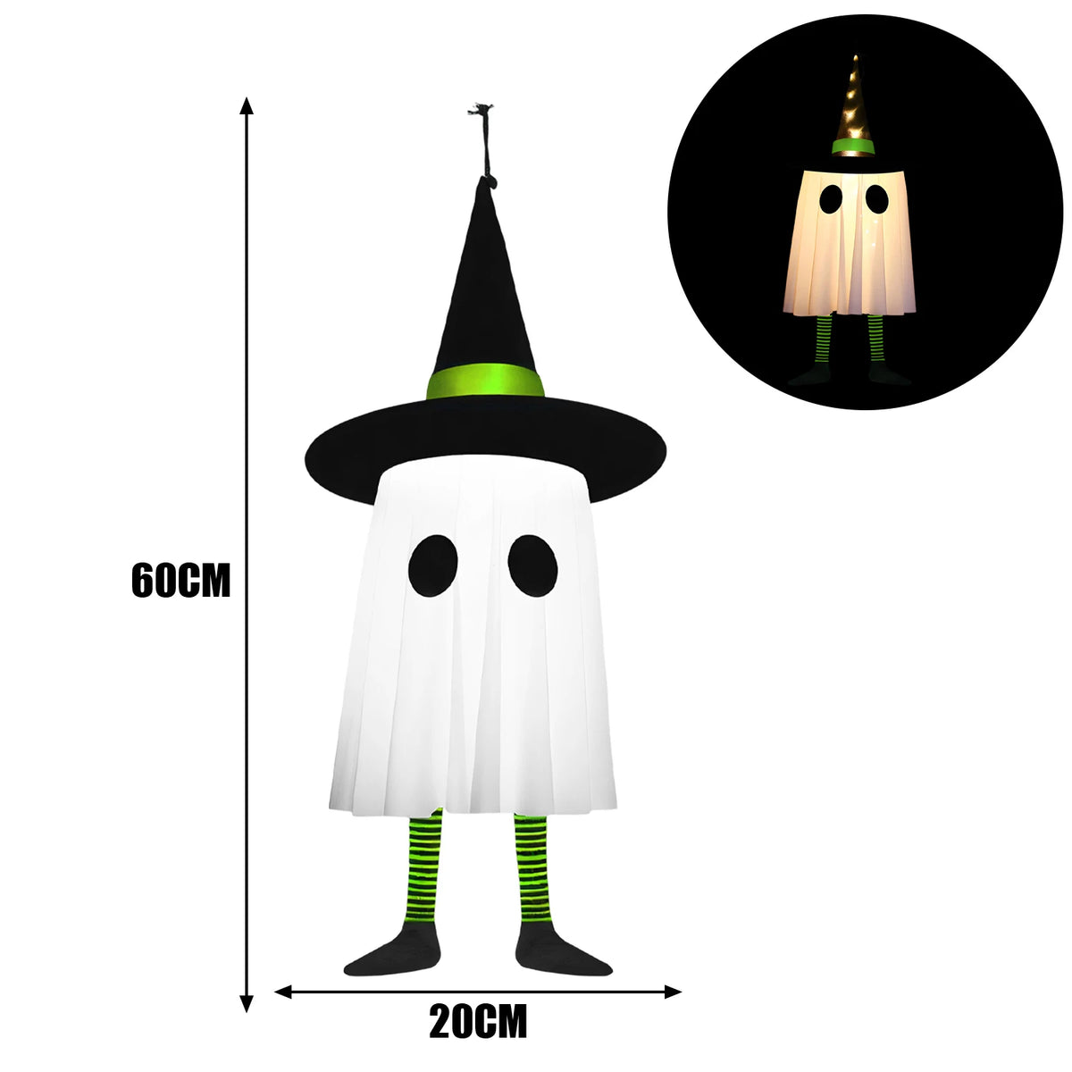 Glowing Hanging Ghost Witch Hat Lights Halloween Cosplay