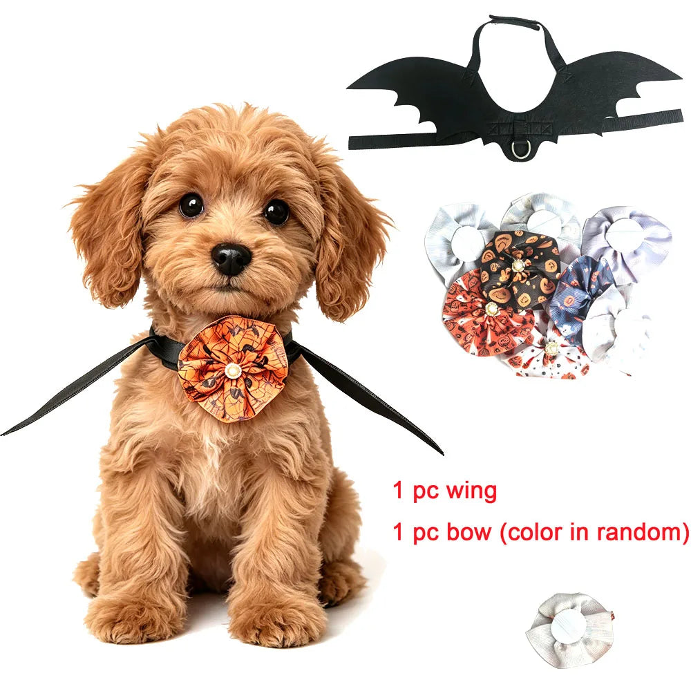 Bat Wings and Bow Cat Dog Halloween Cosplay
