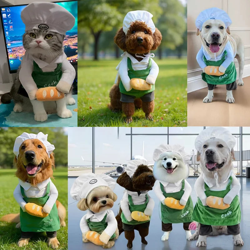 Pet Chef Hamburger Outfit Cat Dog Halloween Cosplay