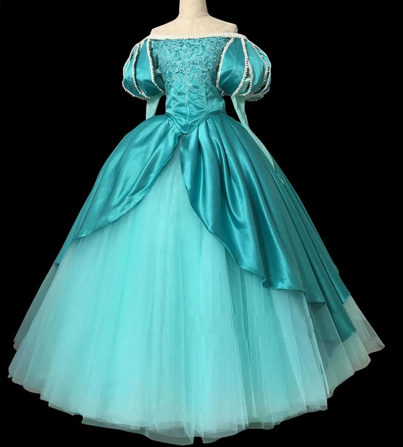 Custom-Made Top Quality Princess Cosplay Costume With Pearls Lace Up Ariel Dress For Adult Women Halloween Party
