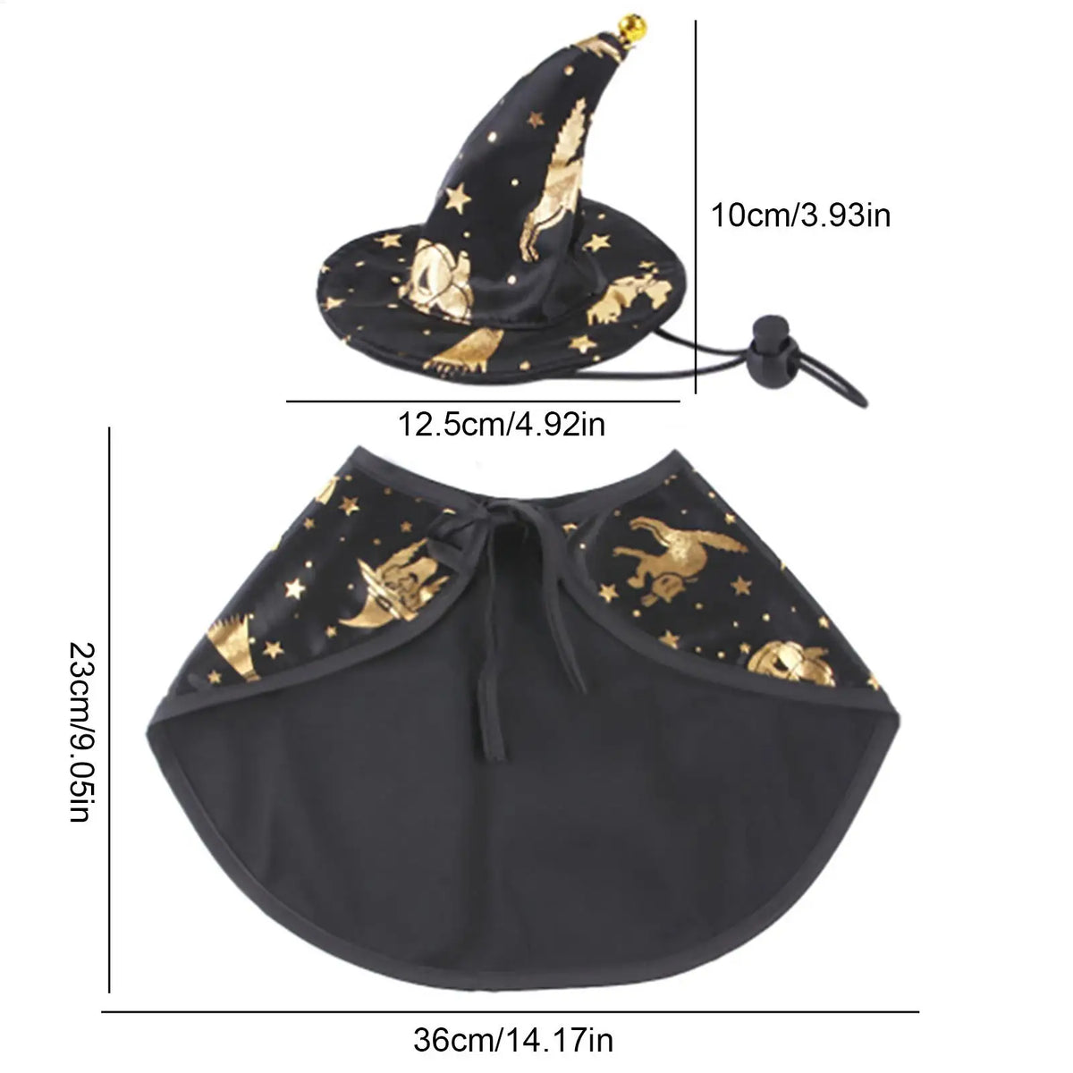 Cat Witch Cloak Hat Pet Halloween Cosplay