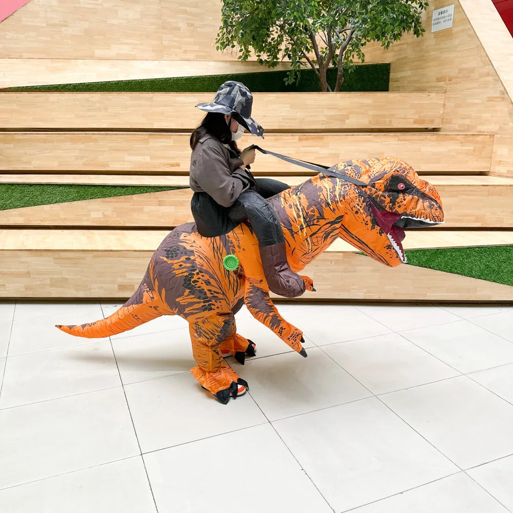Inflatable Riding Dinosaur Adult Funny Cosplay Air Blow-up Halloween Holiday Theme Party T-REX Costume