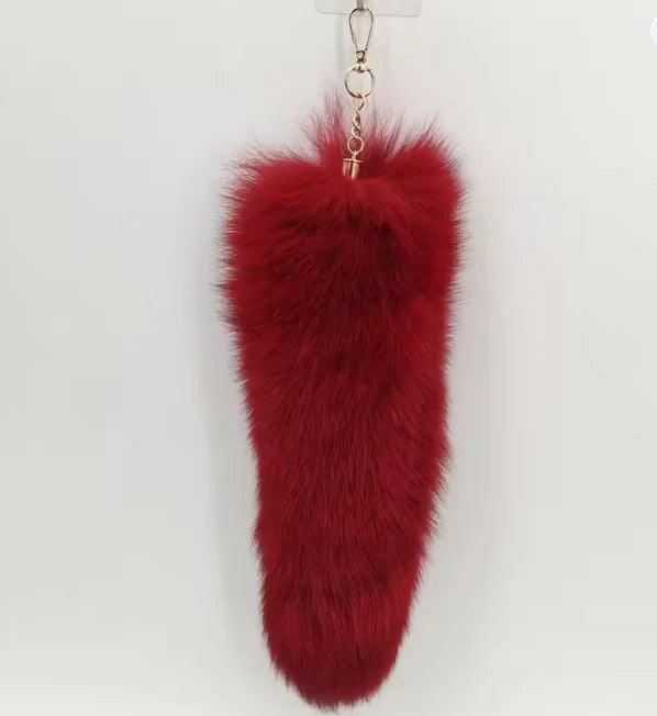 Natural Fox Fur Tail Keychain Cosplay Accessory
