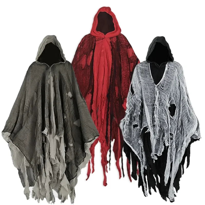 Halloween Ghost Dementors Cosplay death Costume Gothic Horror Zombie Tattered Hooded Capes Day Of The Dead Party Props Cloaks