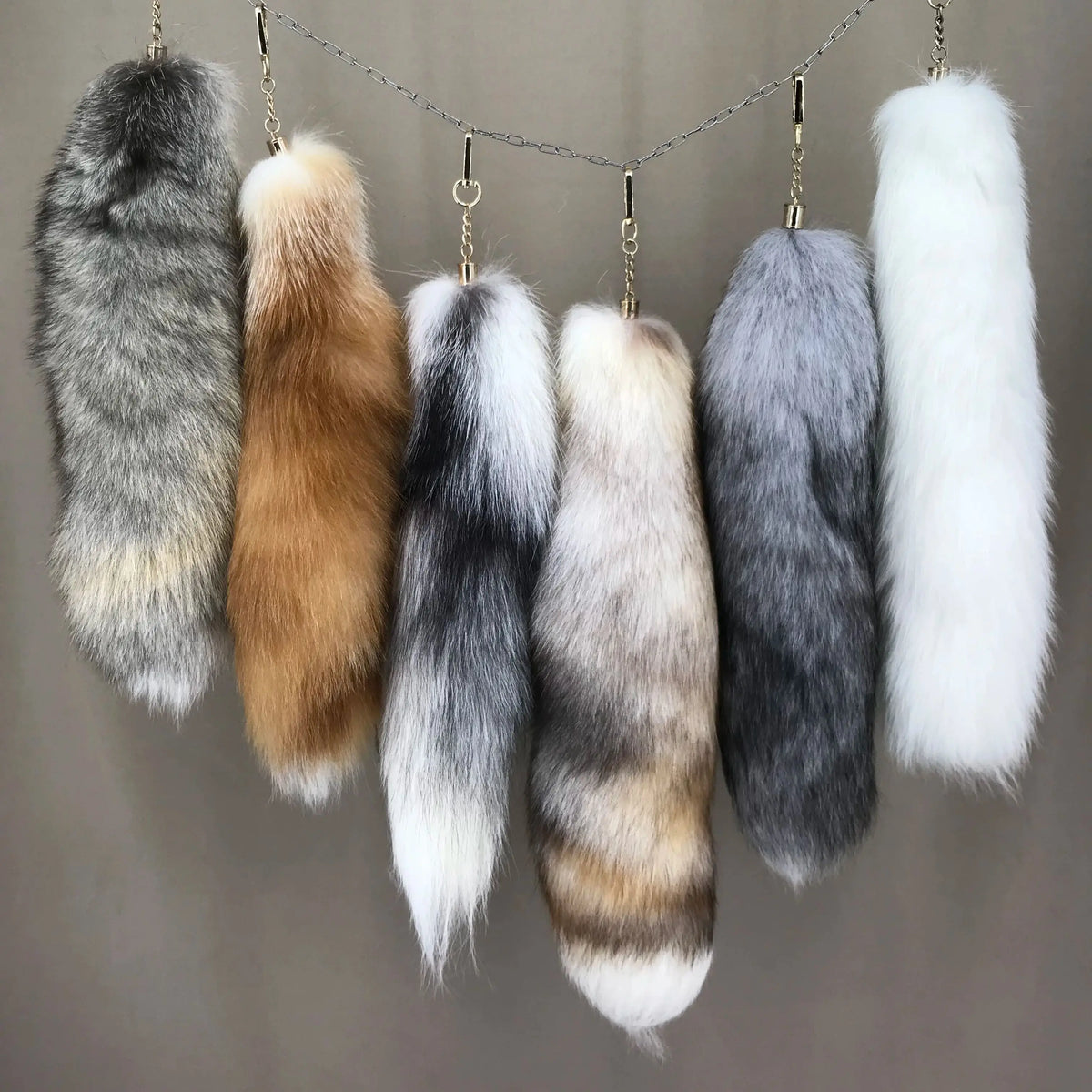 Natural Fox Fur Tail Keychain Cosplay Accessory