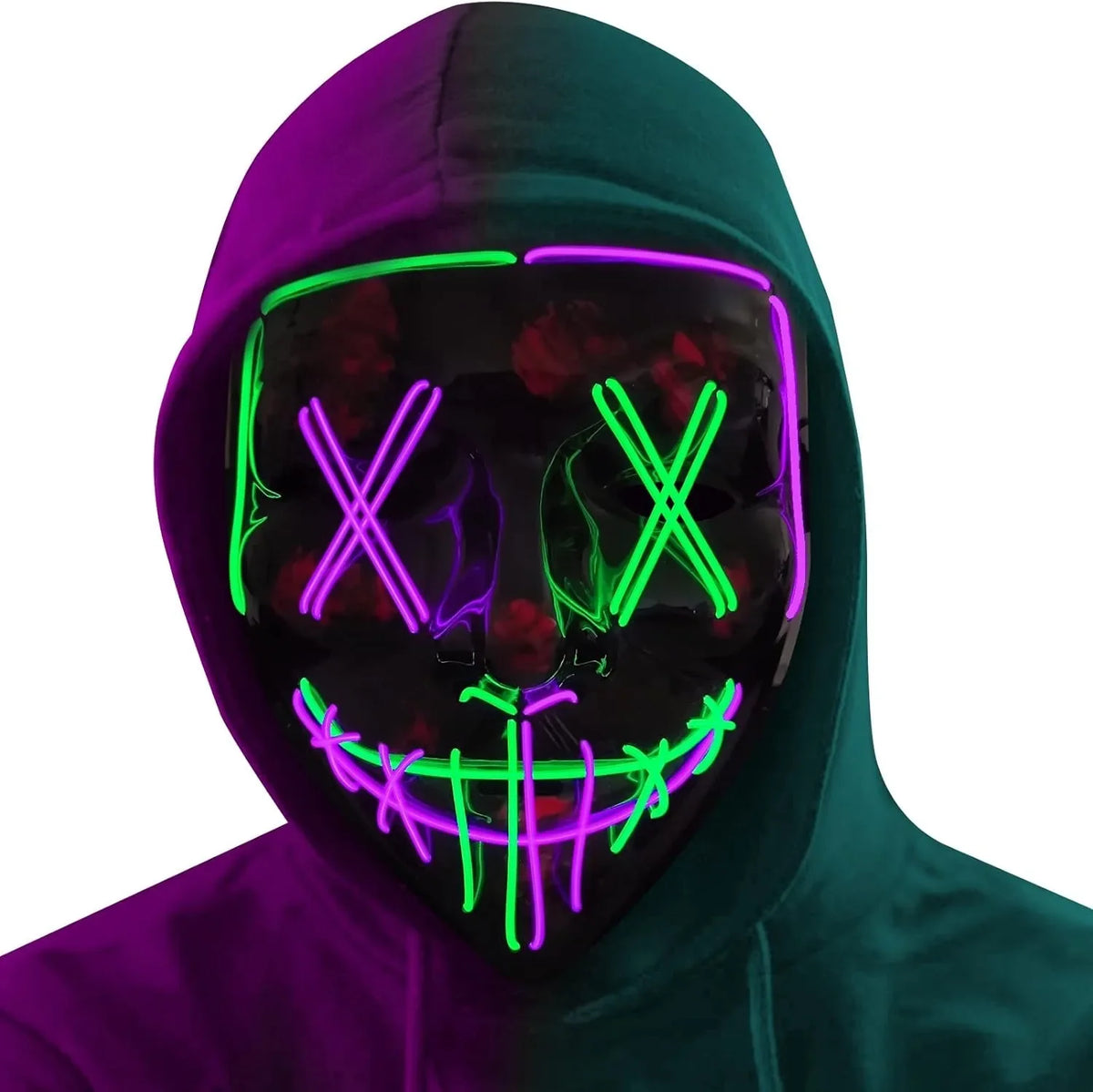 Scary LED Light Up EL Wire Mask Halloween Cosplay