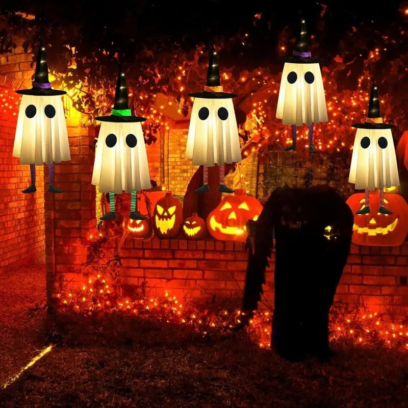 Glowing Hanging Ghost Witch Hat Lights Halloween Cosplay