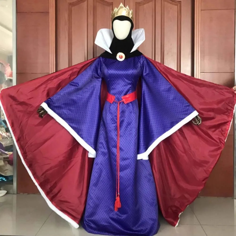 Top Quality Snow Princess Queen Evil Cosplay Costume Halloween Party Dress Adult Women