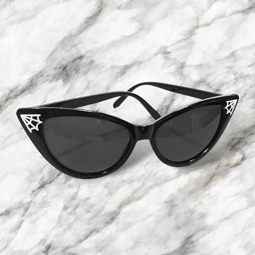 Cat Eye Spiderweb Sunglasses Gothic Halloween Cosplay