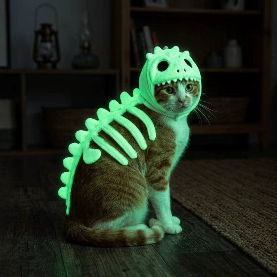 Dinosaur Skeleton Hoodie Cat Dog Halloween Cosplay