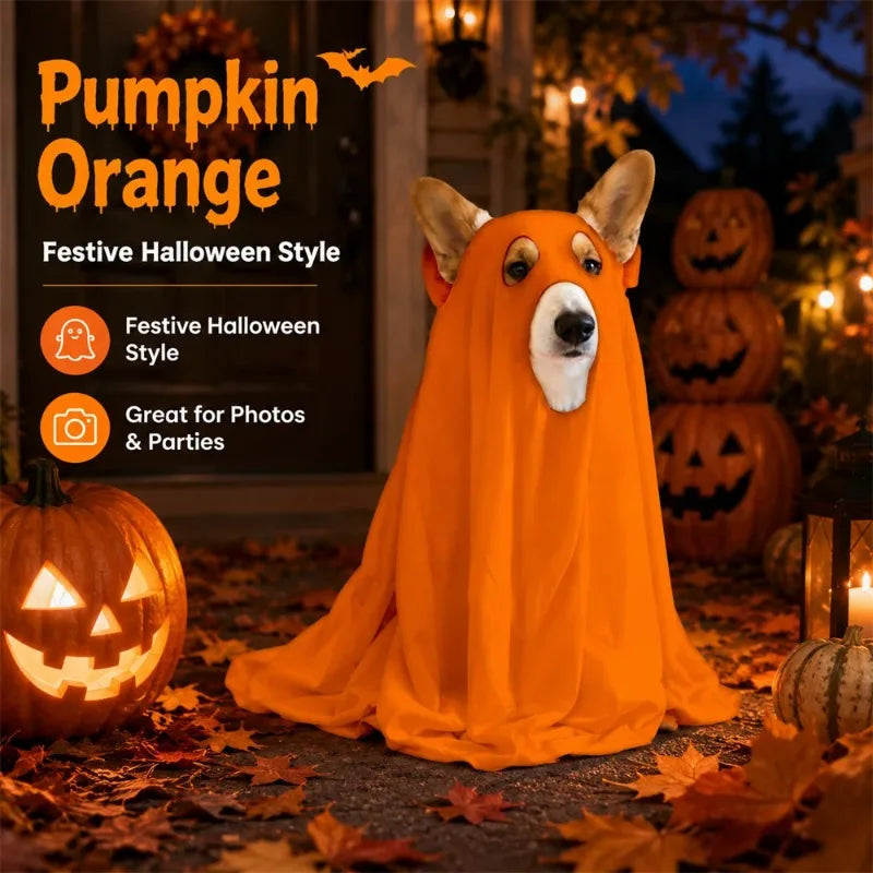 1Pc Halloween Ghost Shape Lightweight Elastic Dog Ghost Cloth Multi-color Fun Party Outfit for Small and Medium-sized Dogs