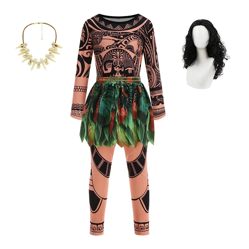 Kids Maui Tattoo Costume Set Halloween Cosplay