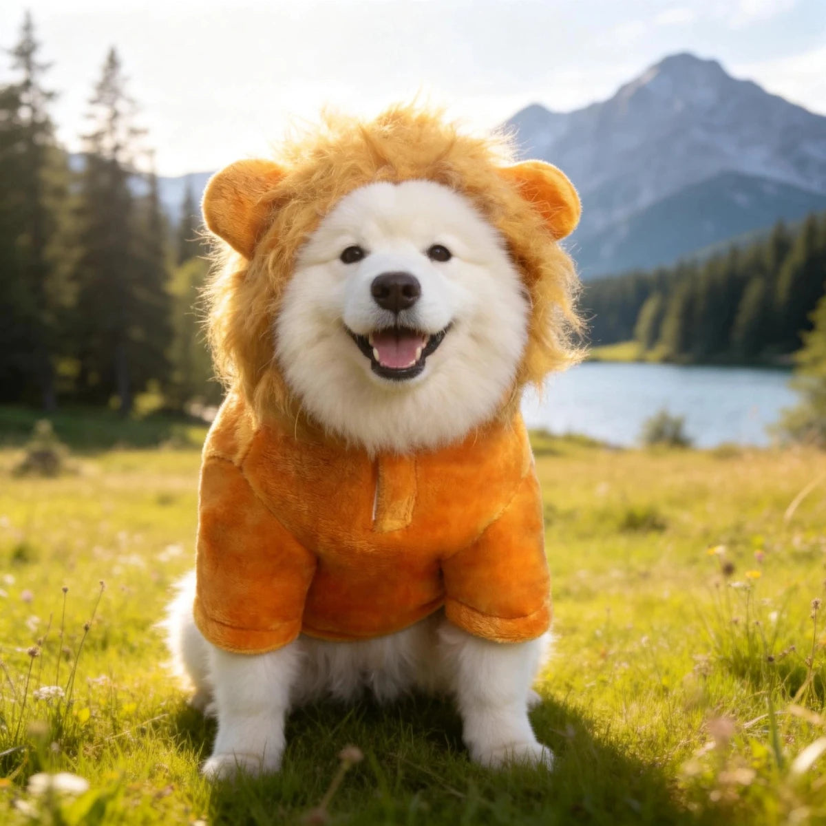 Lion Mane Fleece Jumpsuit Dog Halloween Cosplay