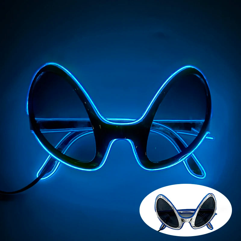 Luminous LED Alien Sunglasses Neon ET Glasses Props Halloween Cosplay