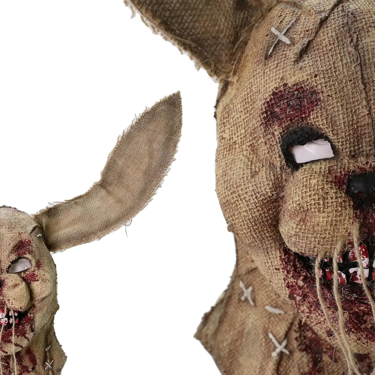 Scary Bunny Mask Bloody Rabbit Mask Halloween Horror Burlap Sack Head Mask Creepy Killer Cosplay Costume Props for Adults