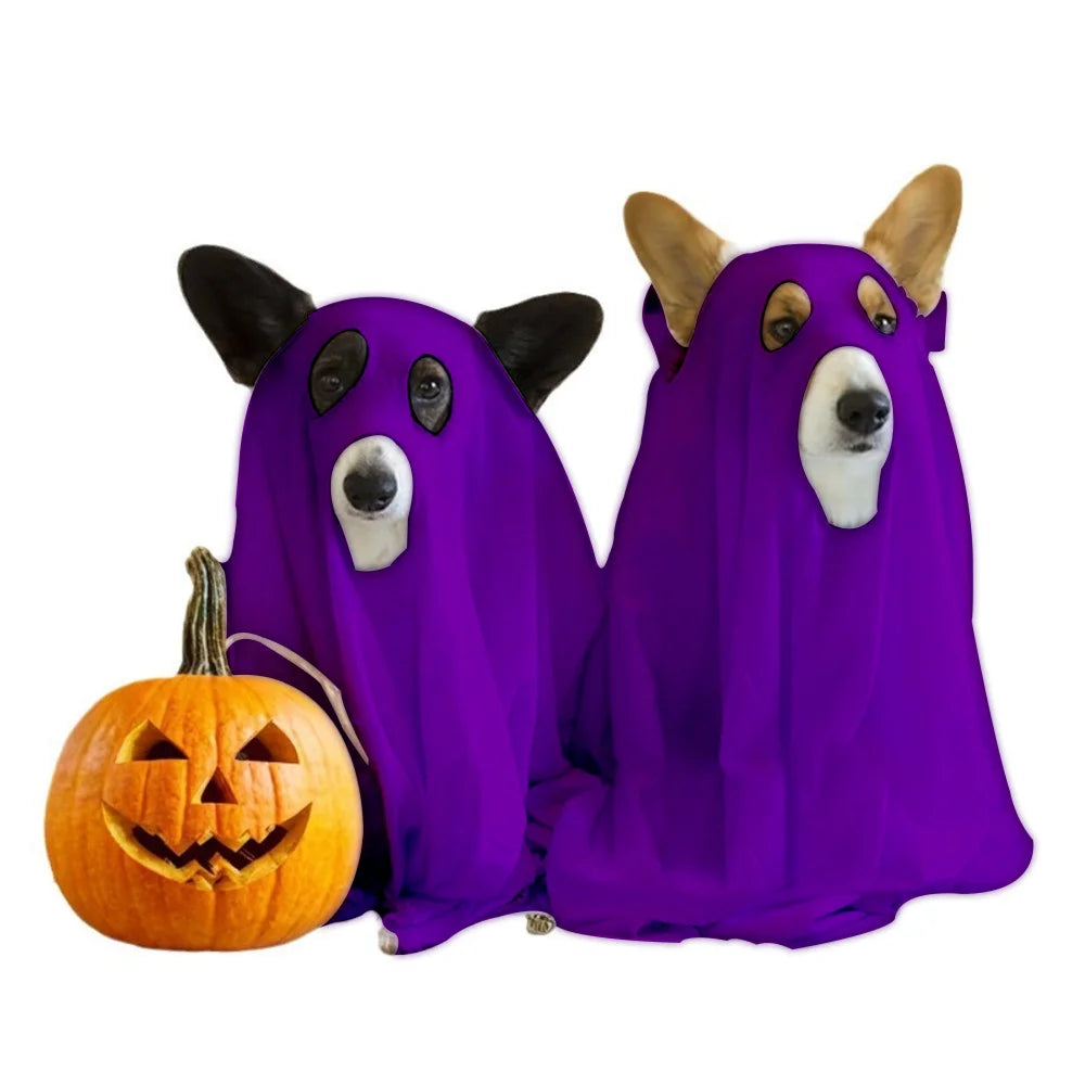 1Pc Halloween Ghost Shape Lightweight Elastic Dog Ghost Cloth Multi-color Fun Party Outfit for Small and Medium-sized Dogs