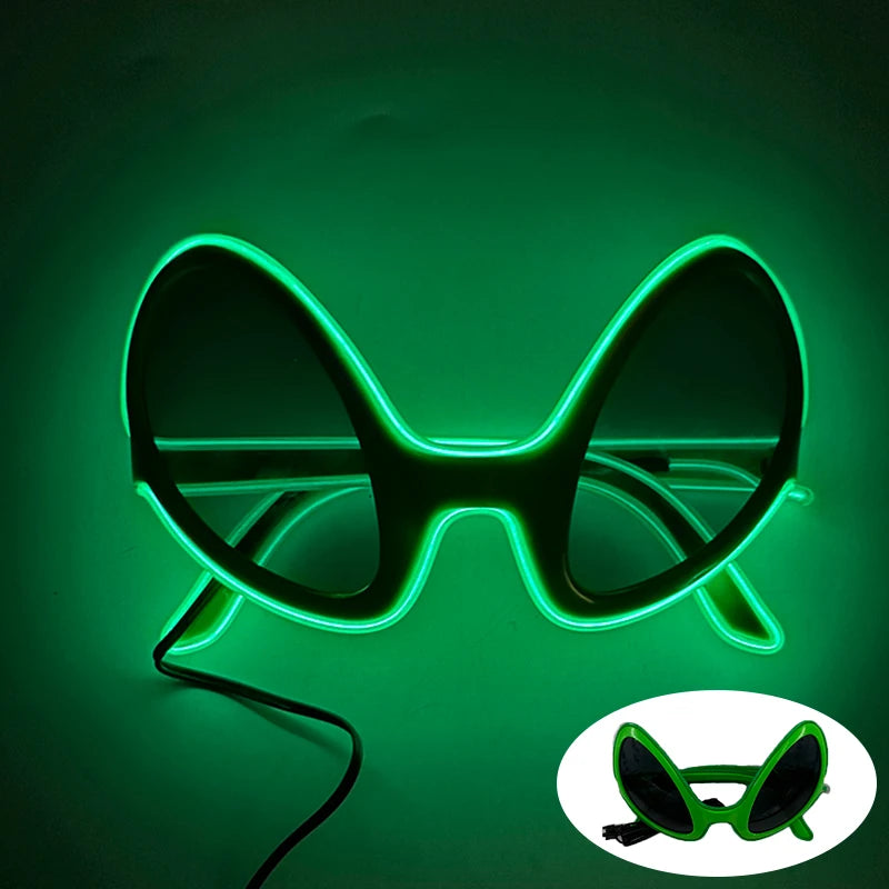 Luminous LED Alien Sunglasses Neon ET Glasses Props Halloween Cosplay
