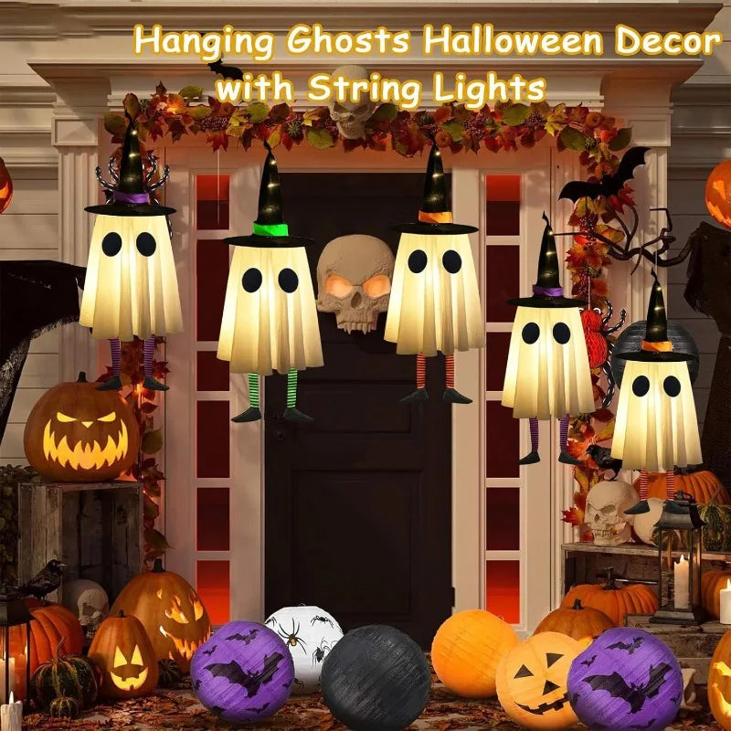 Glowing Hanging Ghost Witch Hat Lights Halloween Cosplay