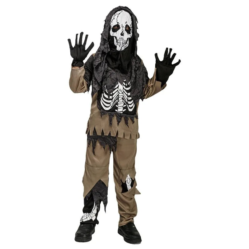 Scary Zombie Skeleton Skull Costume