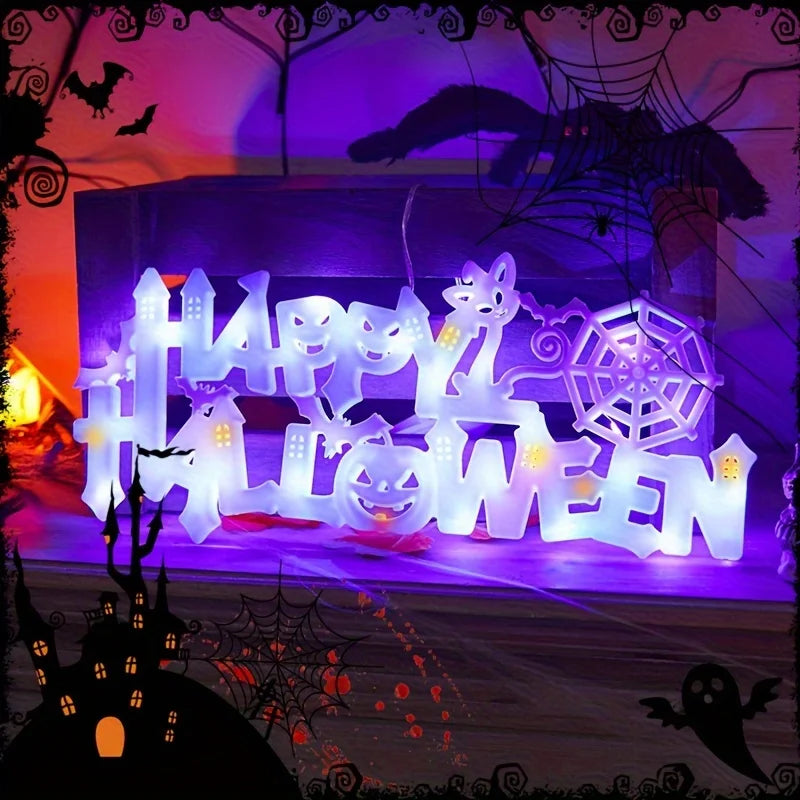 Happy Halloween Hanging Window Light Bat Spider Web Pumpkin LED Suction Cup Lamp Party Decor
