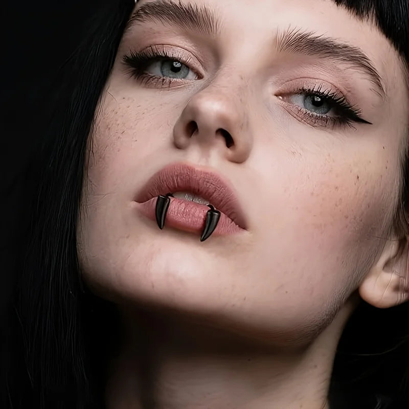 Vampire Fangs Fake Lip Rings Jewelry Halloween Cosplay