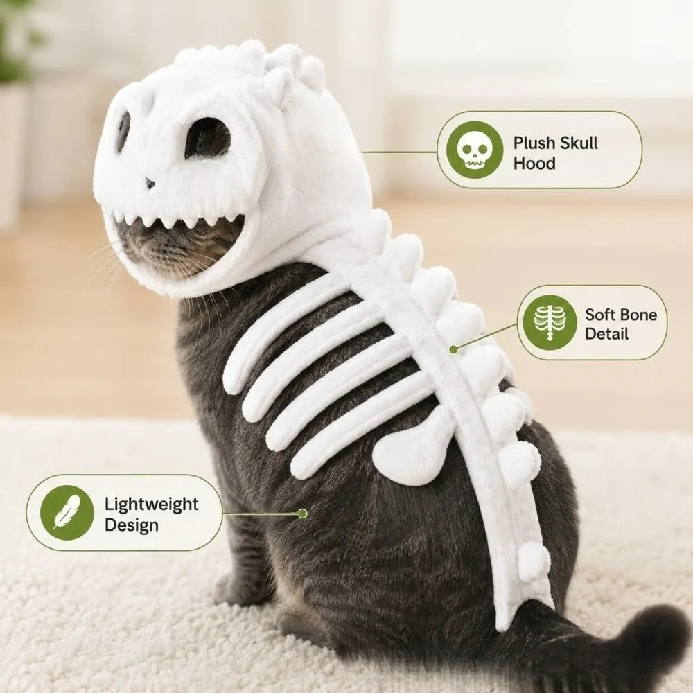 Dinosaur Skeleton Hoodie Cat Dog Halloween Cosplay