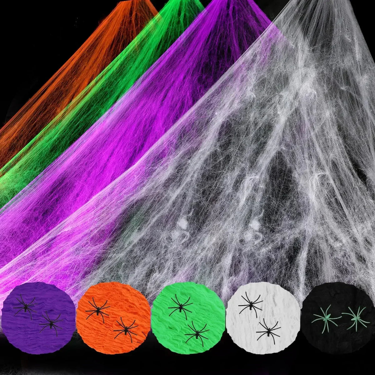 Artificial Stretchy Spider Web with Spiders Halloween Cosplay
