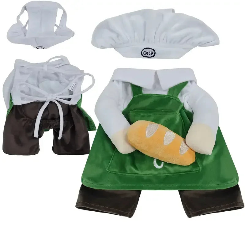 Pet Chef Hamburger Outfit Cat Dog Halloween Cosplay