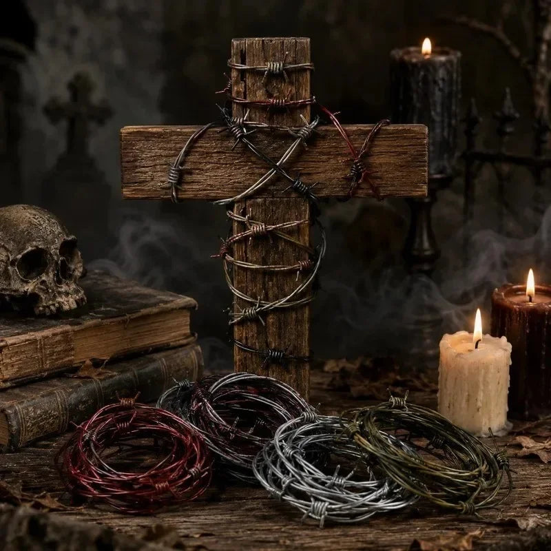 Fake Rusted Barbed Wire Garland Prop Halloween Cosplay