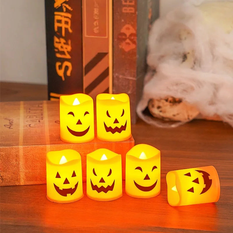 6Pcs Pumpkin Skull Ghost LED Candle Lights Halloween Cosplay