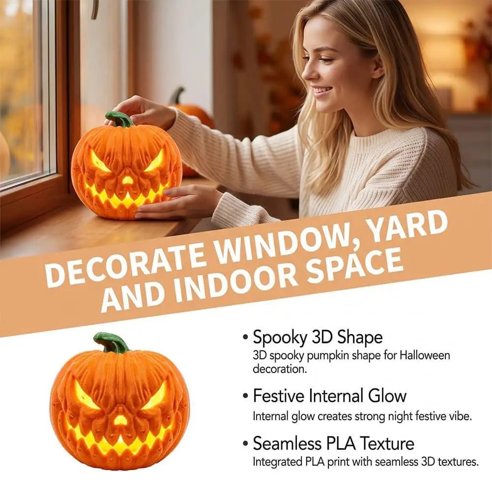 Light-Up Pumpkin Lamp Tabletop Decor Halloween Cosplay