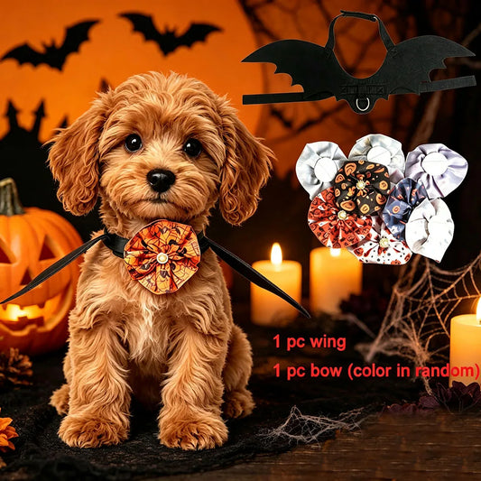 Bat Wings and Bow Cat Dog Halloween Cosplay
