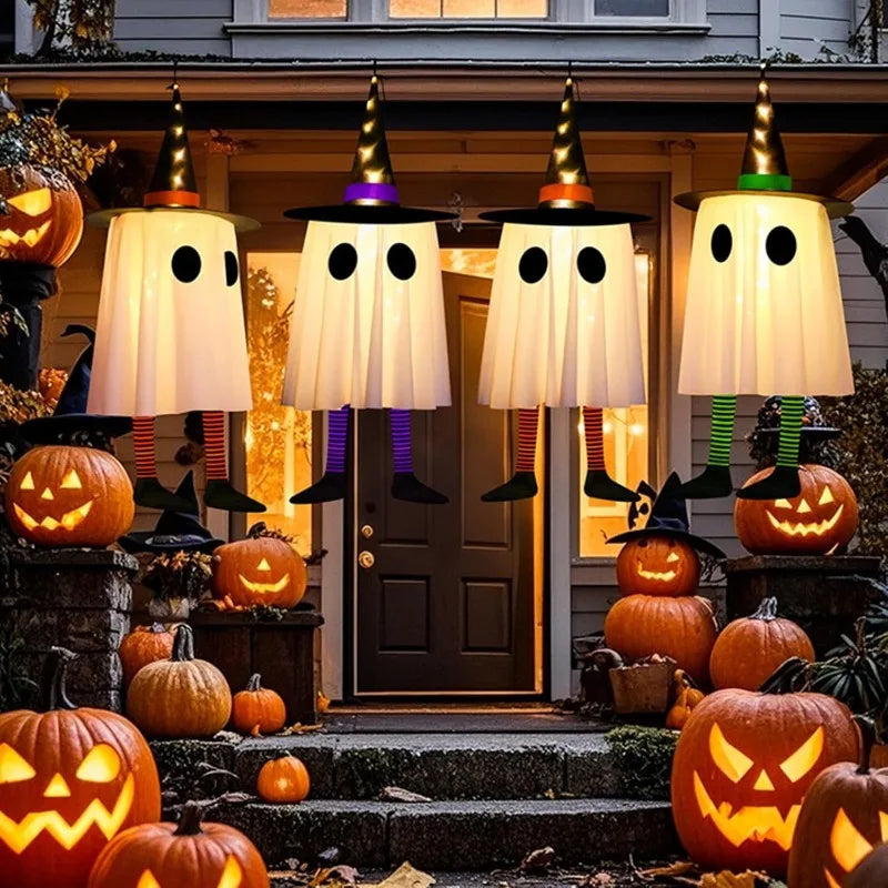 Glowing Hanging Ghost Witch Hat Lights Halloween Cosplay