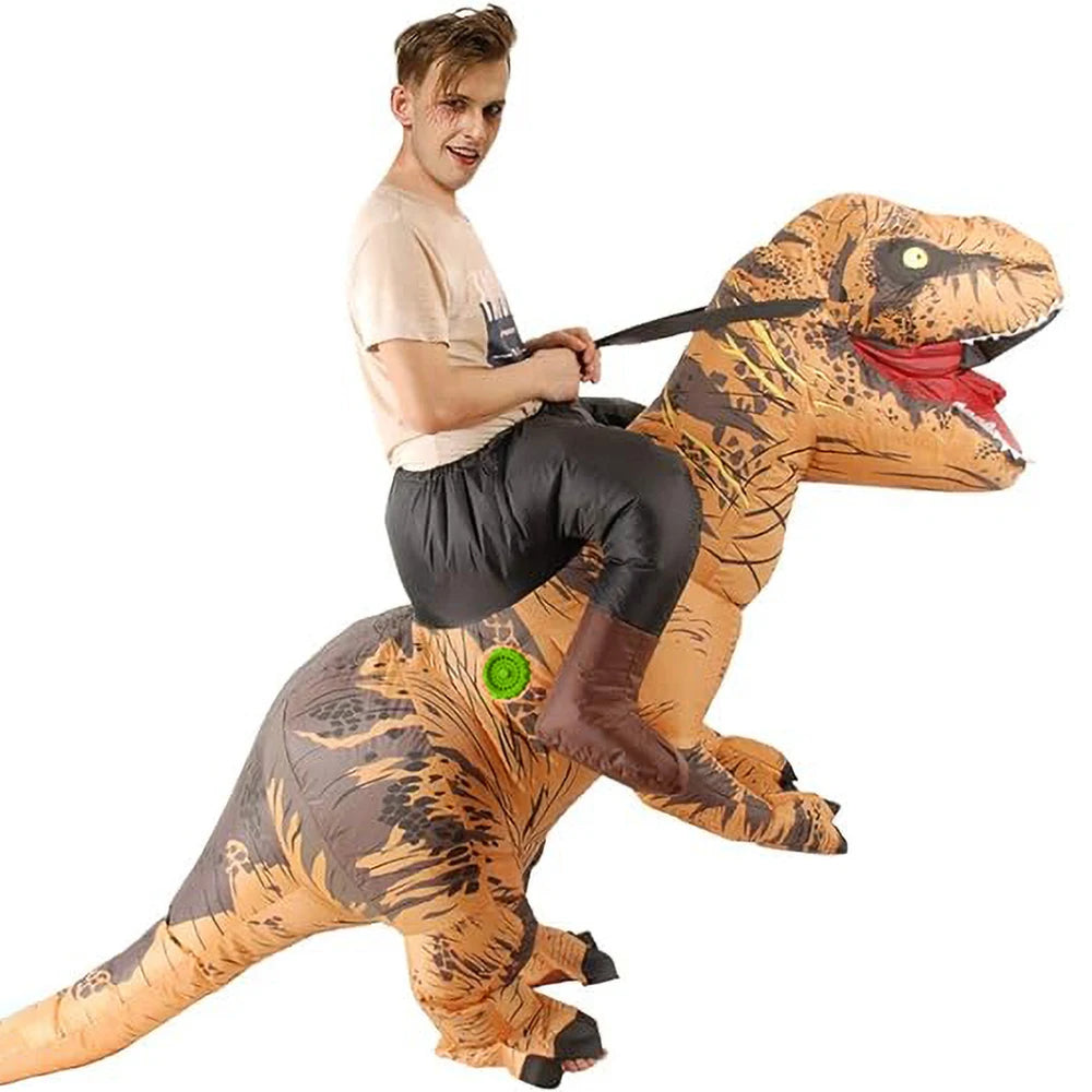 Inflatable Riding Dinosaur Adult Funny Cosplay Air Blow-up Halloween Holiday Theme Party T-REX Costume