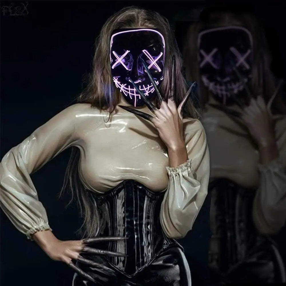 Scary LED Light Up EL Wire Mask Halloween Cosplay