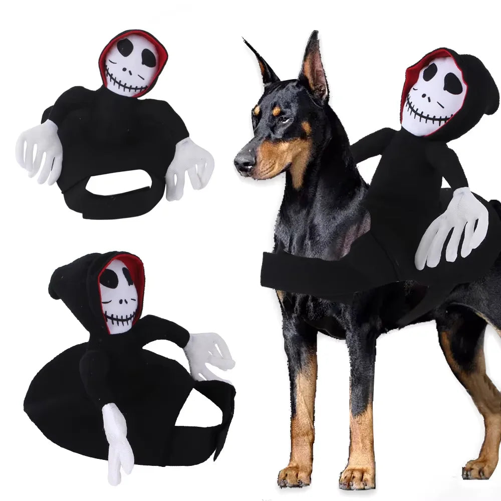Death Rider Skeleton Jumpsuit Cat Dog Halloween Cosplay