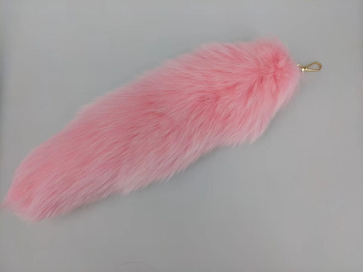 Natural Fox Fur Tail Keychain Cosplay Accessory