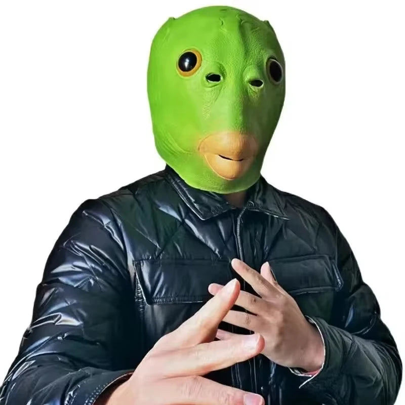 Funny Green Fish Head Latex Mask Halloween Cosplay