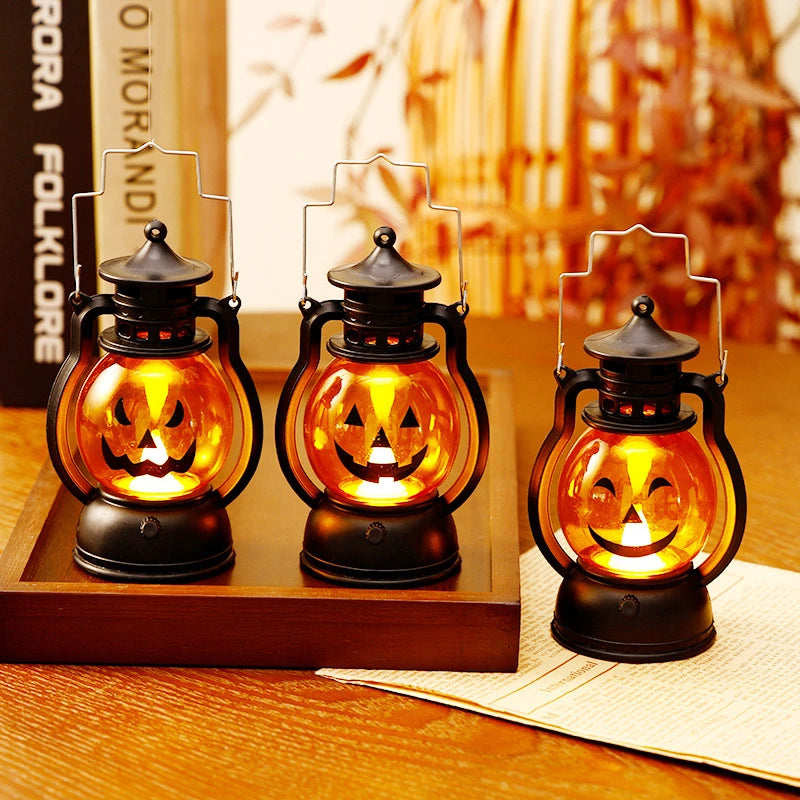 Halloween Pumpkin Lantern Hand-held Oil Lamp Skull Decoration Skeleton Lantern, Bar, Party Halloween Atmosphere Props