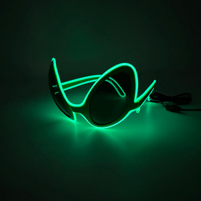 Luminous LED Alien Sunglasses Neon ET Glasses Props Halloween Cosplay