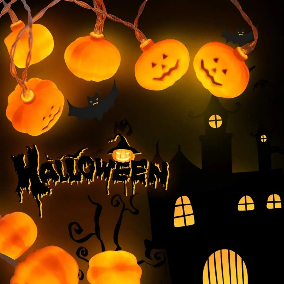 LED 3D Pumpkin String