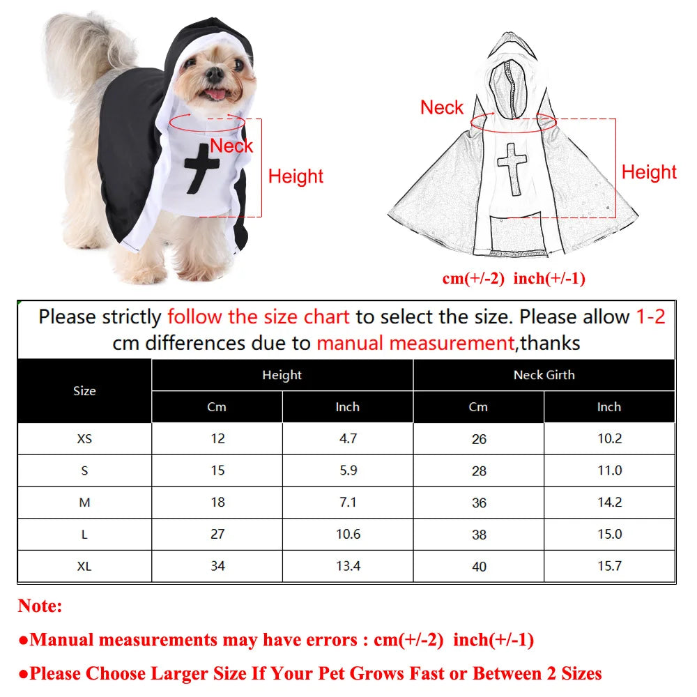Nun Clothes Cat Dog Outfit Halloween Cosplay