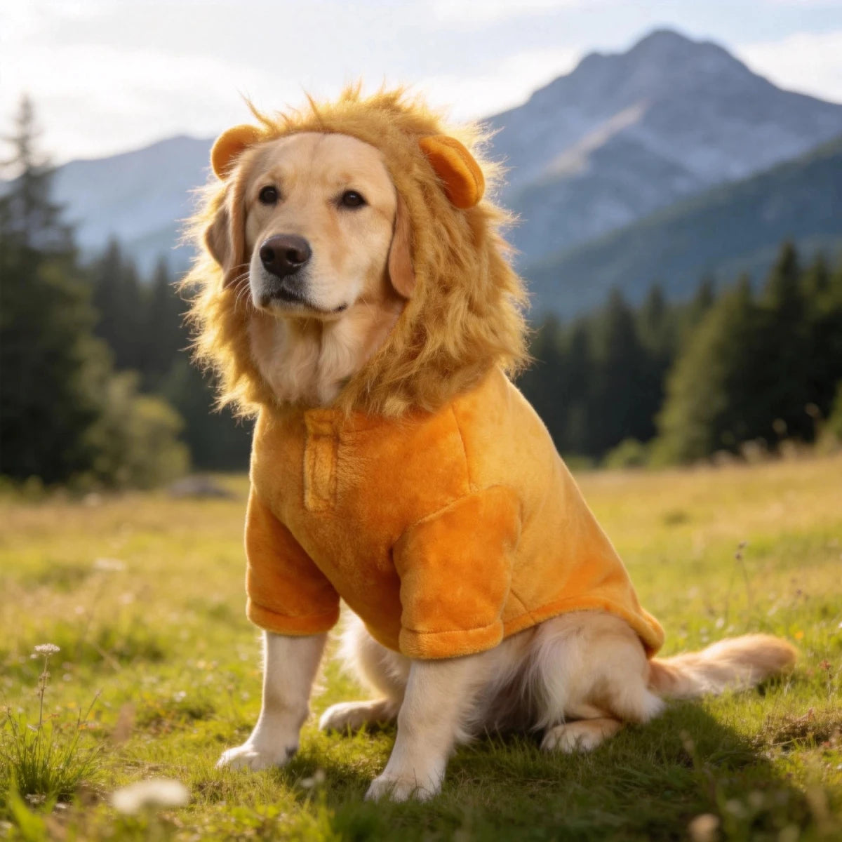 Lion Mane Fleece Jumpsuit Dog Halloween Cosplay