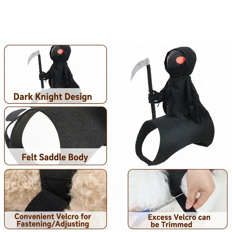 Grim Reaper Rider Outfit Cat Dog Halloween Cosplay