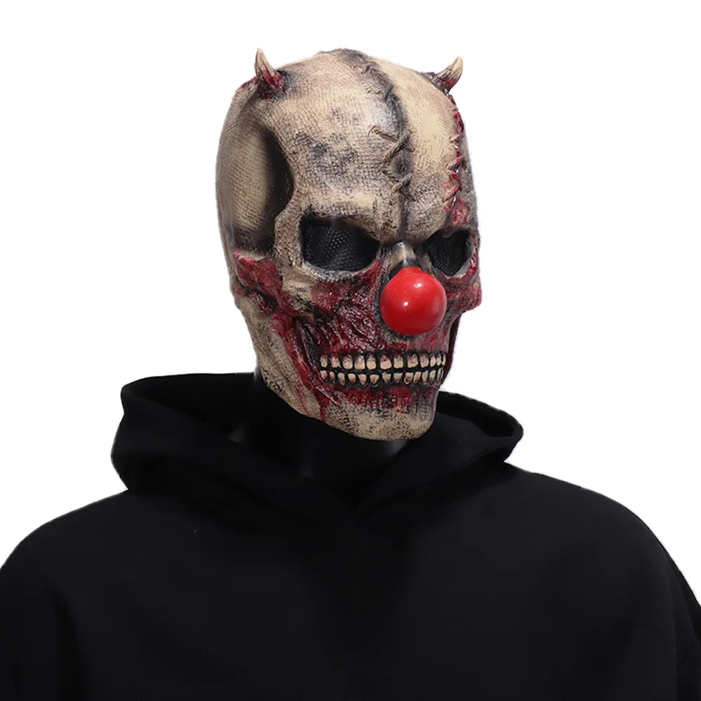 Horror Demon Skull Joker Latex Mask Halloween Cosplay