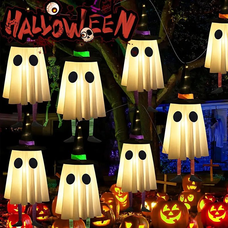 Glowing Hanging Ghost Witch Hat Lights Halloween Cosplay