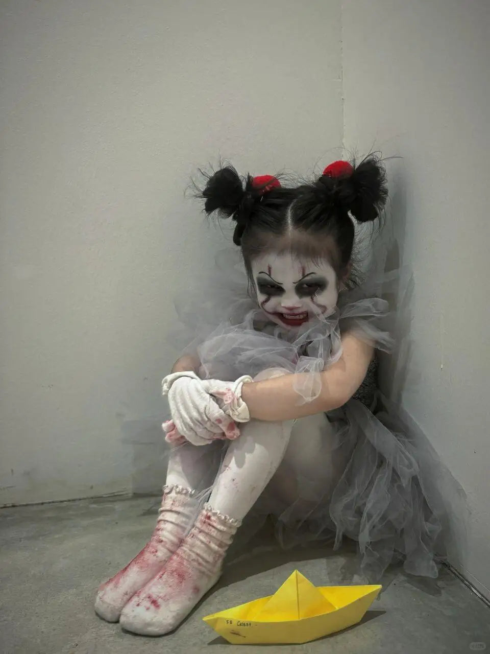 Kids Scary Clown Tutu Dress Costume Halloween Cosplay
