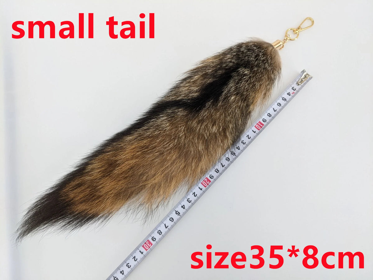 Natural Fox Fur Tail Keychain Cosplay Accessory