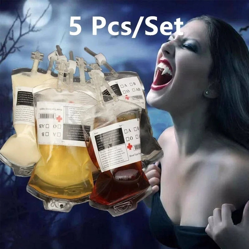 Simulation IV Blood Bags Drink Container Props Halloween Cosplay